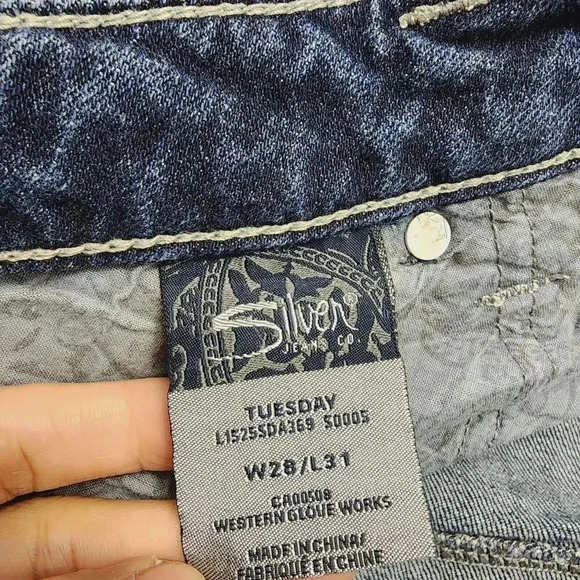 Silver Jeans Tuesday Mid Rise Bootcut Jeans W28 Blue Denim 17PT - Picture 4 of 8